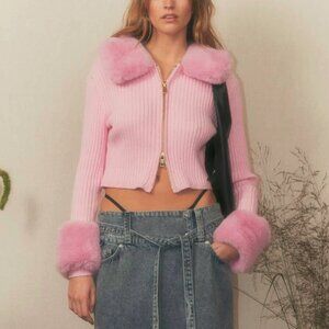 House of Sunny Waterloo Peggy Vol.2 Pink Faux-Fur Cardigan